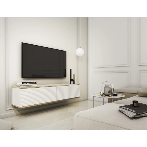 Szafka RTV Biało - Złota  135 cm MDF